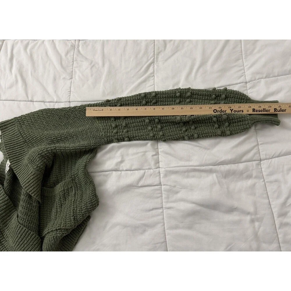 Madewell Sweater Women Small Green Bobble Cardigan Chunky Boxy Knit Open Relaxed - Picture 9 of 9